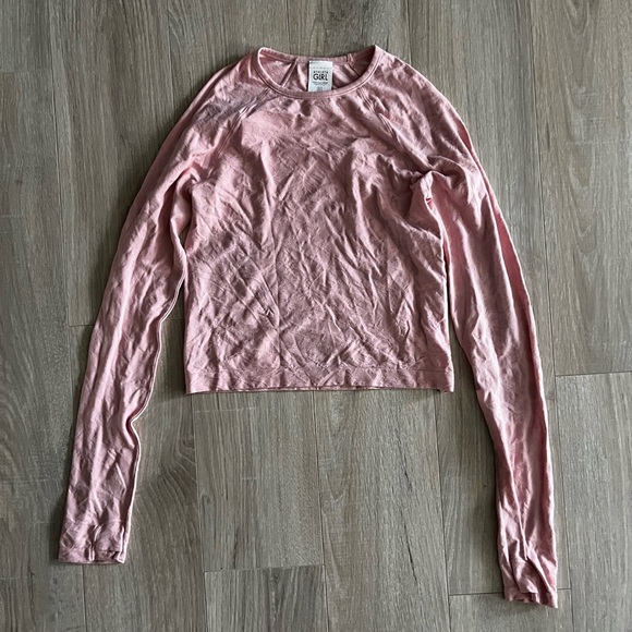 Athleta Girl Light Pink Long Sleeve Jacquard Textured Sport Shirt - Size XL - Picture 1 of 7